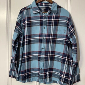 Eddie Bauer Men’s Button Down Flannel Blue Plaid Size XL‎